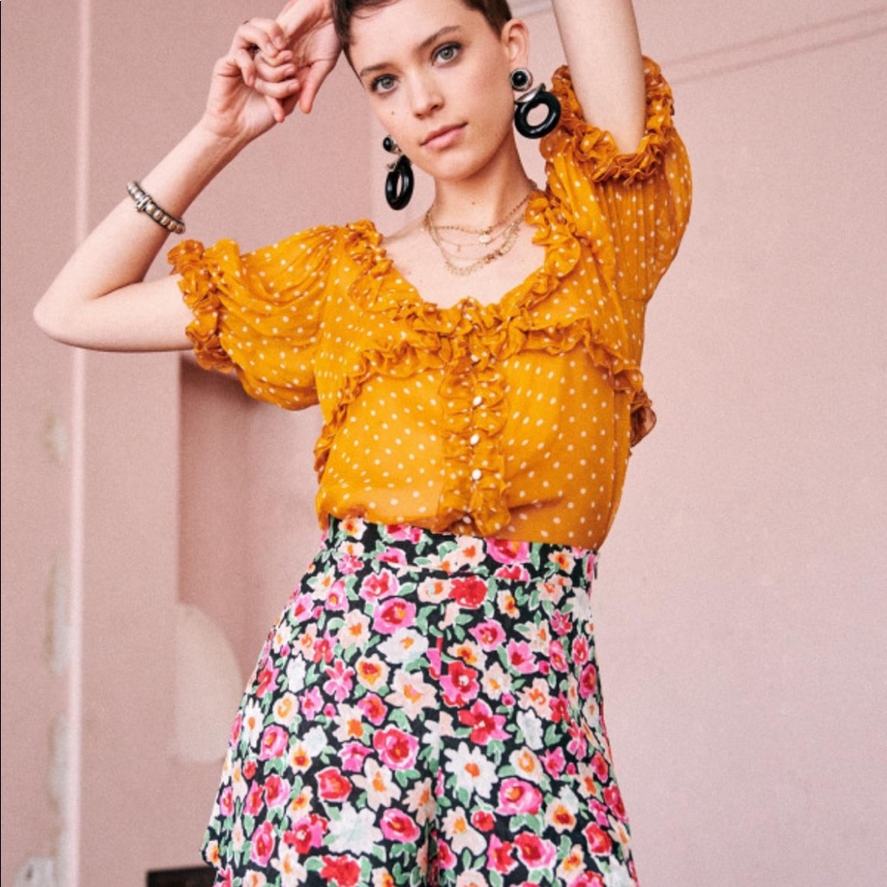 Sezane Wood Top, size 40